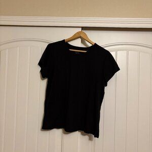 Time and Tru T Shirt Large 12-14 Black Short Sleeve Crew Neck Casual Basic Solid